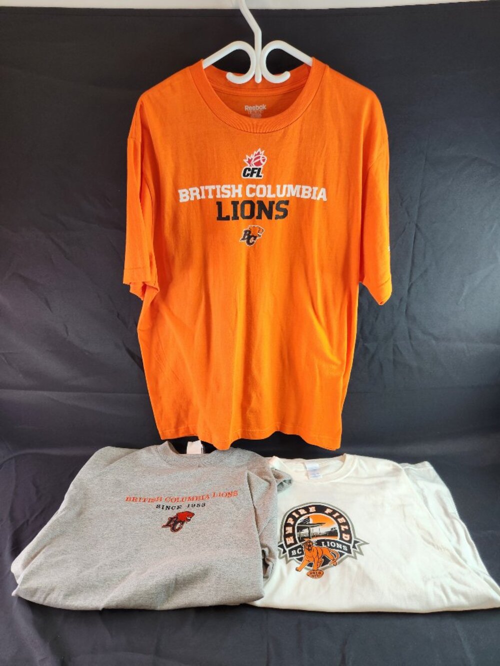 BC Lions CFL Mens T-Shirts Lot of 3 Size XL / XXL Orange White Gray 2010